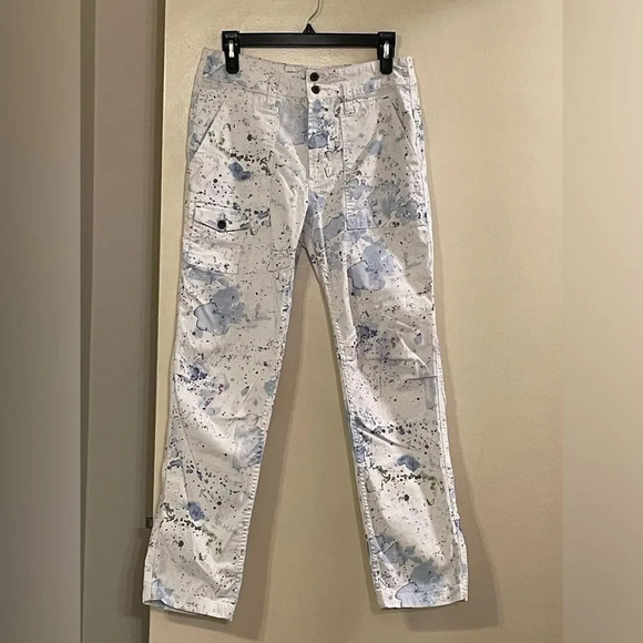 ANTHROPOLOGIE NWOT Wanderer Watercolor Cargo Pants in Neutral Motif - Picture 7 of 13
